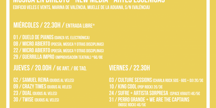 Música, poesía, danza y humor este agosto en amstel art, el espacio cultural del Veles e Vents