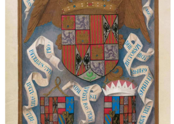 Escudo de los Reyes Católicos junto con los de sus hijos y yernos