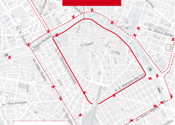 Cortes de tráfico y calles cortadas en Valencia durante las Fallas 2023