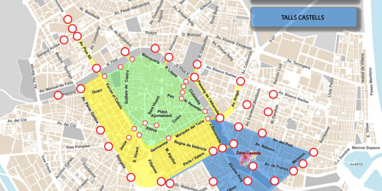 València reordena el tránsito rodado para facilitar la celebración de los actos falleros